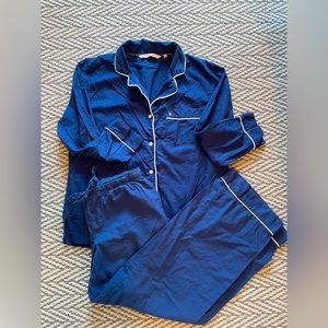 Victoria’s Secret Classic Cotton Pajama Set, Size Small in Navy Blue